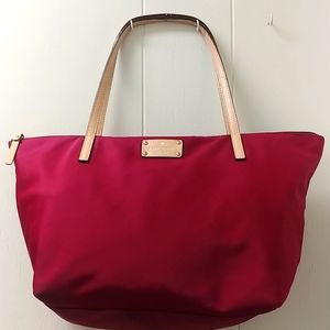 Kate Spade Burgundy Red Tote Bag Satin Finish